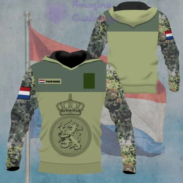 Personalized Netherlands Soldier/ Veteran Camo With Name And Rank Hoodie – 0906230001