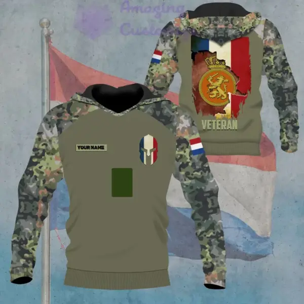 Personalized Netherlands Soldier/ Veteran Camo With Name And Rank Hoodie – 1306230001