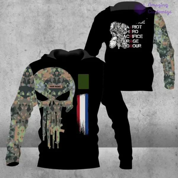 Personalized Netherlands Soldier/ Veteran Camo With Name And Rank Hoodie – 2806230001