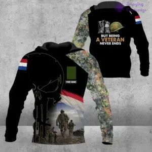 Personalized Netherlands Soldier/ Veteran Camo With Name And Rank Hoodie 3D Printed – 1407230001