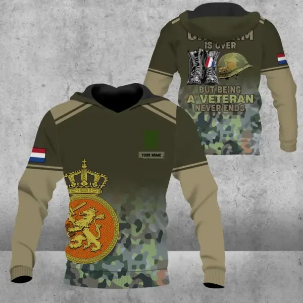 Personalized Netherlands Soldier/ Veteran Camo With Name And Rank Hoodie 3D Printed – 1508230001