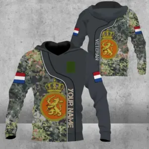 Personalized Netherlands Soldier/ Veteran Camo With Name And Rank Hoodie 3D Printed – 0809230001