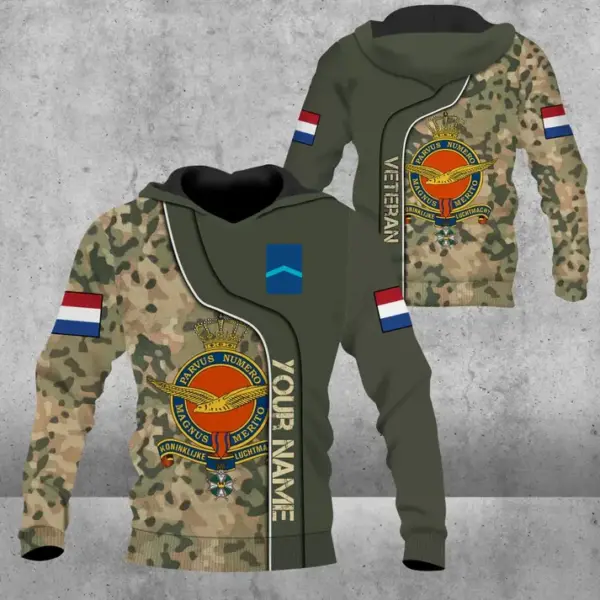Personalized Netherlands Soldier/ Veteran Camo With Name And Rank Hoodie 3D Printed – 0809230001