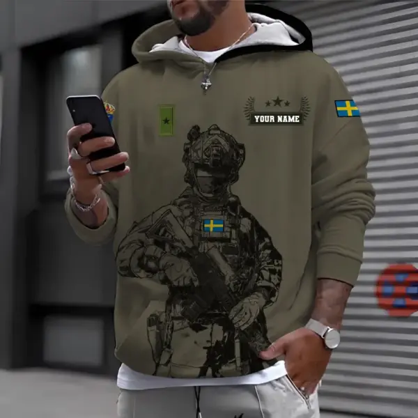 Personalized Sweden Soldier/ Veteran Camo With Name And Rank Hoodie 3D Printed – 0910230001