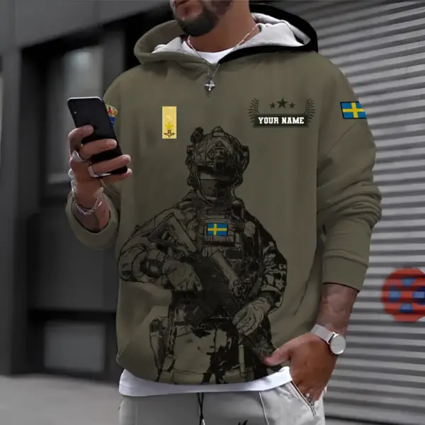 Personalized Sweden Soldier/ Veteran Camo With Name And Rank Hoodie 3D Printed – 0910230001