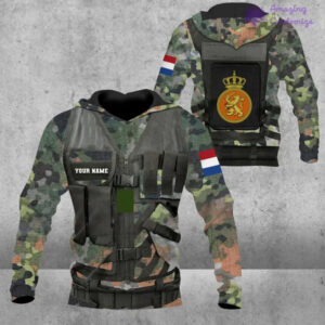 Personalized Netherlands Soldier/ Veteran Camo With Name And Rank Hoodie 3D Printed – 1101240001
